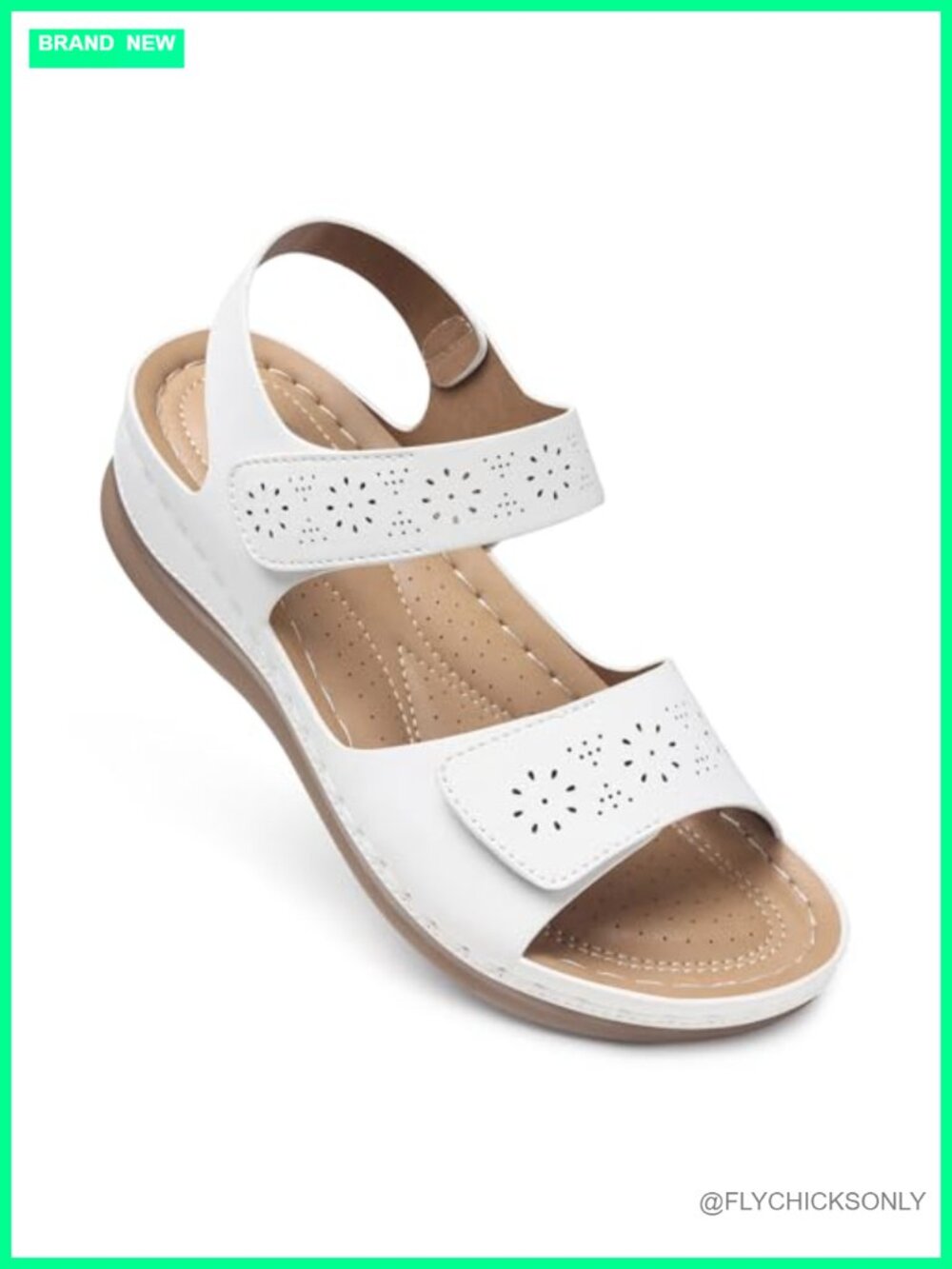 Women's Comfort Flat Sandals with Arch Support Faux Leather
